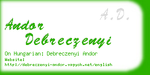 andor debreczenyi business card